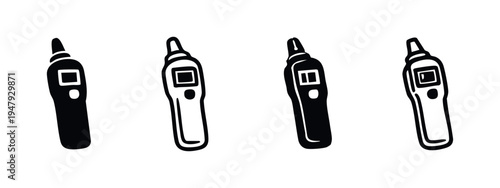 Digital Ear Thermometer Icon Set - Medical Device Symbols for Health and Temperature Measurement