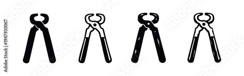 Carpenter Pincers and Nippers Icon Set