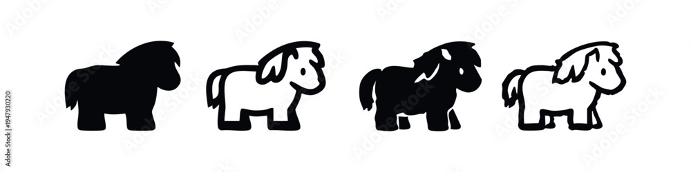 Obraz premium Stylized Black and White Horse Icons