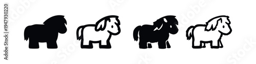 Stylized Black and White Horse Icons