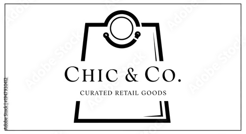 Modern minimalist shopping bag icon design in black and white, perfect for retail, boutique, fashion, shopping, and e-commerce branding.