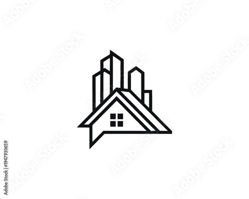 House cityscape abstract outline symbol vector logo