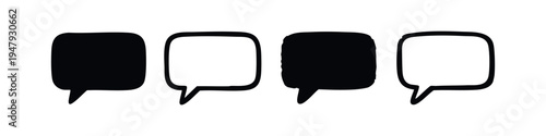 Speech Bubble Chat Box Icon Set for Communication and Message Symbols