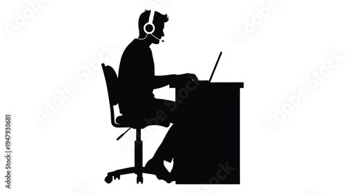 Man sitting at desk with headset on