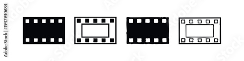 Horizontal Film Strip Icons Set - Vector collection of cinema movie reel frames with varied styles.