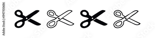 Crafting Scissors Icons - Vector set of cutting tools with straight and decorative edges in various styles.