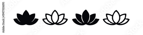 Zen Lotus Flower Icons - Vector set of elegant water lily symbols for wellness and spiritual designs.