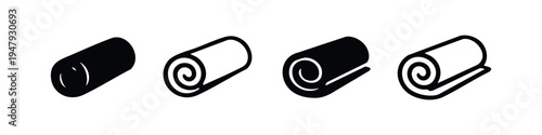 Rolled Fabric Icons - Vector collection of yoga mats or towels for fitness and spa themes.