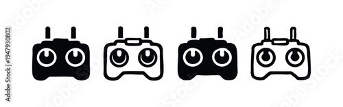 Hand Drawn Drone Remote Control Icon Set with Eyes