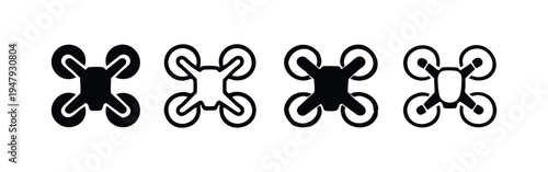Doodle Style Curved Propeller Drone Icon Set