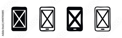 Hand Drawn Smartphone Error Screen Icon Set