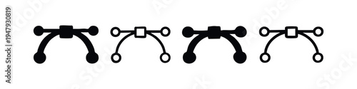 Doodle Style Bezier Curve Anchor Point Icon Set