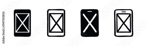 Hand Drawn Empty Smartphone Screen Icon Set