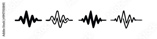Set of sound wave and audio equalizer icons, modern music and speech visualization symbols