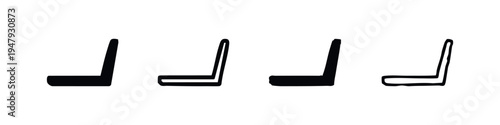 Set of laptop side view icons, portable computer symbols in solid and outline styles