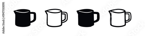 Kitchen Pitcher and Jug Icons Set, Liquid Container Symbols for Beverages and Serving