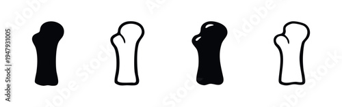 Human Femur Bone Icon Set. Medical Anatomy Diagram of a Long Thigh Bone. Orthopedic Symbol.