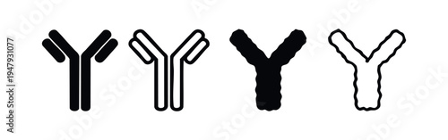 Antibody Immunoglobulin Molecule Y-shaped Glycoprotein Icons Set, Medical Science Symbols