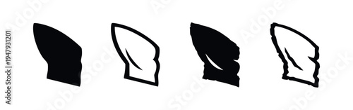 Human Ear Icon Set in Solid and Outline Styles with Rough and Smooth Variations