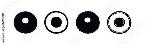 Stylized Avocado Half Icon Set in Solid and Outline Variations with Smooth and Rough Edges