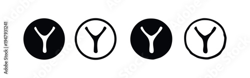 Letter Y Alphabet Icons in Circles. Y Monogram Initial Vector Symbol Set with Different Styles.