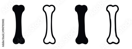 Human Long Bone Icons Set with Solid and Outline Styles