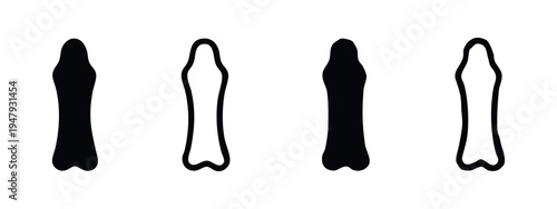 Human Phalange Bone Icons Set in Solid and Outline Styles