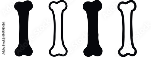 Stylized Human Long Bone Icons Set with Textured Variations