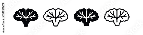 Human cerebellum or brain vector icons set with internal structure. Central nervous system anatomy on white background.