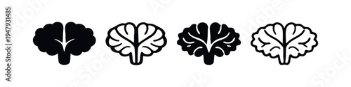Human cerebellum or brain vector icons set. Central nervous system anatomy on white background.