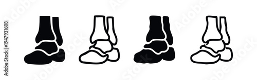 Organic Style Human Ankle Bones Icon Set - Abstract Foot Joint Silhouette for Medical Graphics