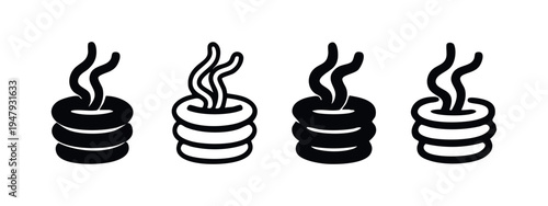 Abstract Stacked Rings with Rising Steam Icon Set - Warmth, Aroma, and Cozy Comfort Concept