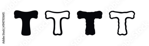 Stylized Axe Head or Letter T Icon Set - Primitive Tool Graphic Elements