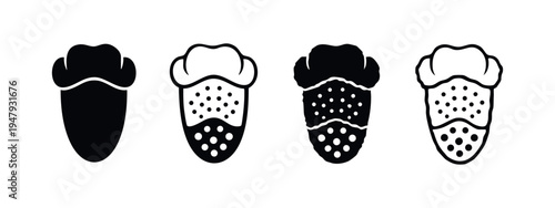 Stylized Ice Cream Cone with Scoops Icon Set - Dessert and Sweet Food Graphic