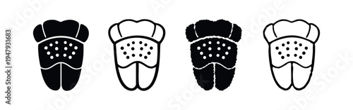 Stylized Molar Tooth or Seed Pod Icon Set - Dental and Natural Elements Graphic