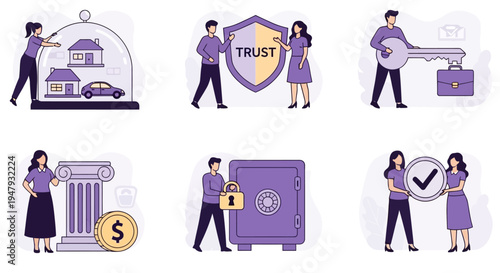Six vignettes illustrating concepts of protection trust finance and security