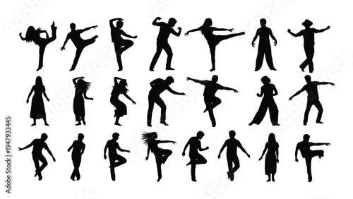 Collection of various martial arts poses and movements