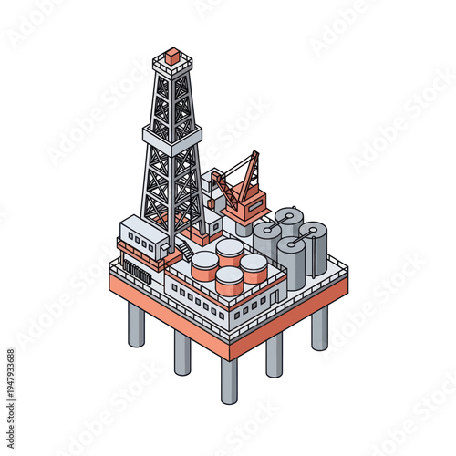 Oil Rig Platform with Storage Tanks.