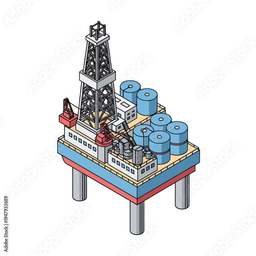 Oil Rig Platform with Storage Tanks.