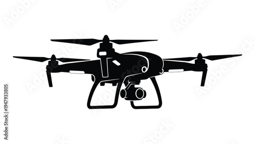 A black drone with a camera
