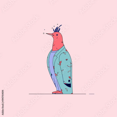 Abstract Bird Shape Formed from Vintage Collage Elements