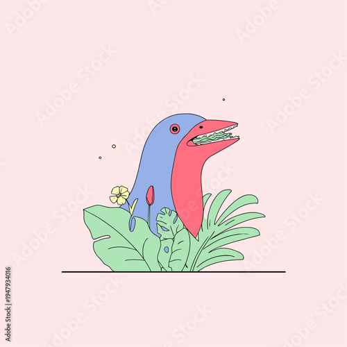 Abstract Bird Shape Formed from Vintage Collage Elements