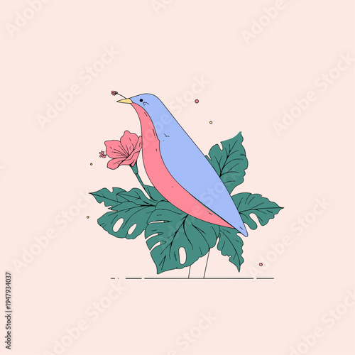 Abstract Bird Shape Formed from Vintage Collage Elements