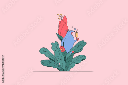 Abstract Bird Shape Formed from Vintage Collage Elements