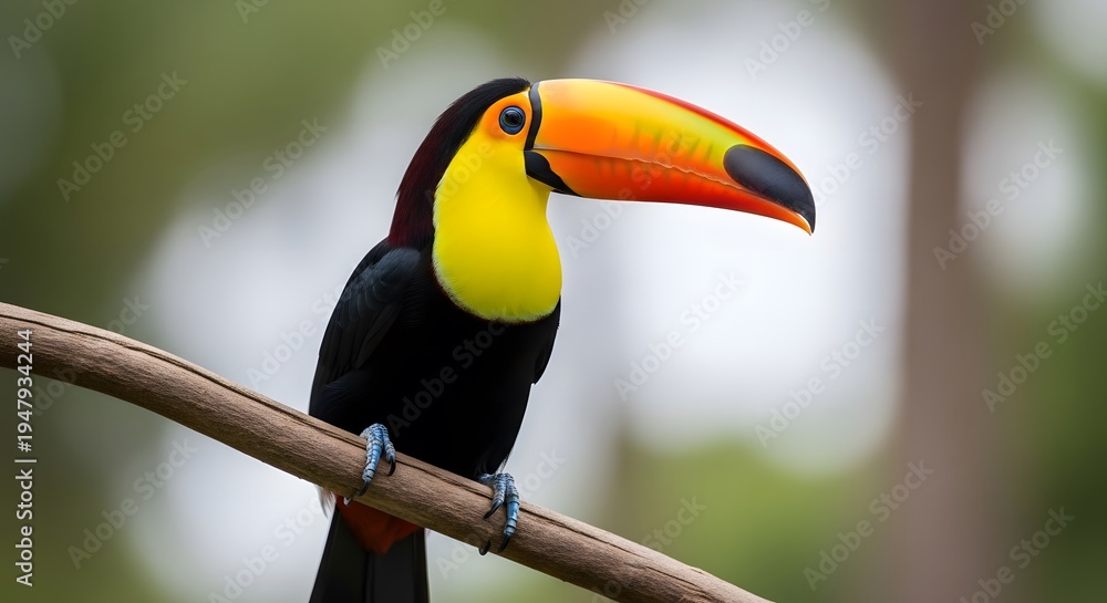 Obraz premium A colorful toucan perched on a branch
