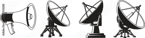 Satellite dish antennas in various configurations