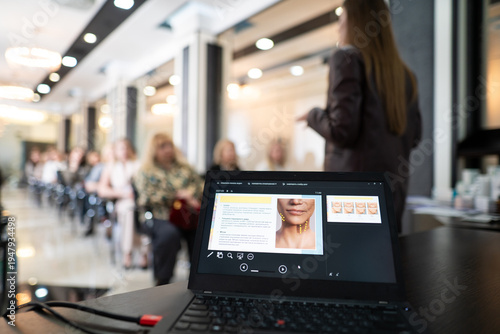 Medical presentation on a laptop during a seminar