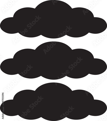 Fluffy Cumulus Cloud Weather Silhouettes Vector
