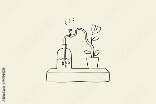 Cross-Section Diagram of a Hydrogen Fuel Cell Generating Clean Energy