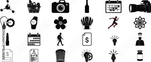 Collection of diverse icons representing various professions and activities.